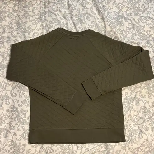 Quilted Crewneck Sweater in Olive Green