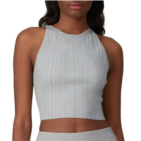 Derek Lam 10 Crosby Gray Silver Metallic Rheya Knit Crop Top