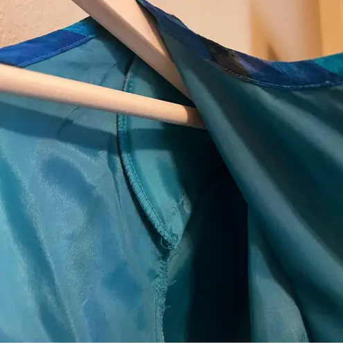 Robbie Bee Vintage Silk Blue Plaid Dress