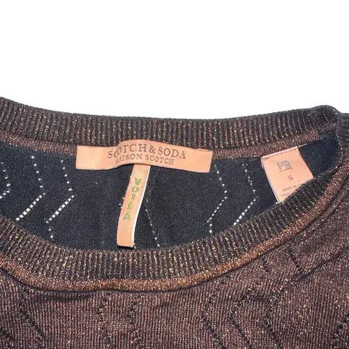 Scotch & Soda Maison Scotch Voila Brown Shimmery Pullover Sweater SMALL