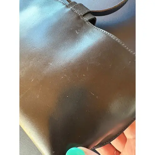 Furla  Vintage Y2K Black Leather Shoulder Bag Silver Buckle