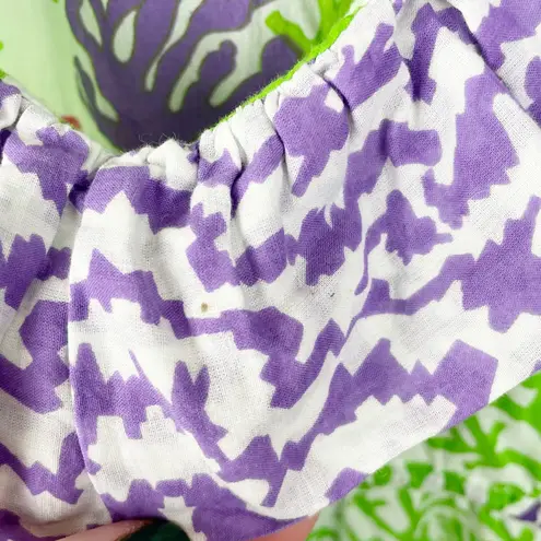 Gretchen Scott Designs Women's Ruffle Neck Dress Medium Purple Green Coral Reef