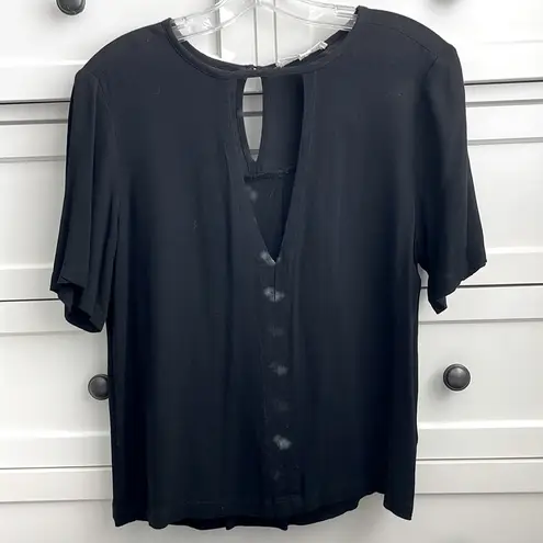 Dance & Marvel  Women’s Black Deep V Neck w/ Half Sleeve Blouse - Size Large