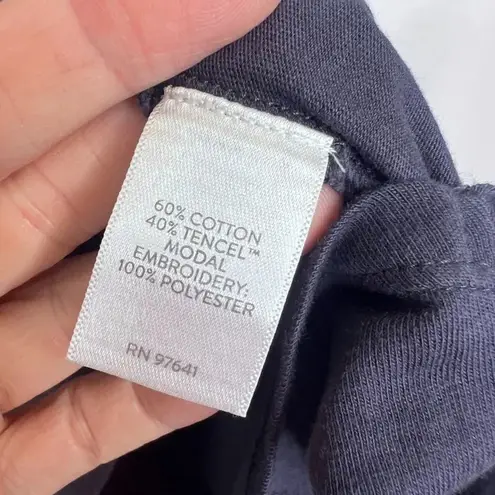 Pure Jill NWT Embroidered Cap Sleeve Gray Cotton Tencel Top Size Medium