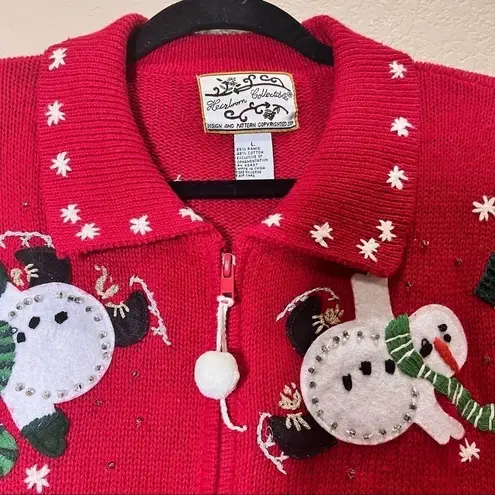 Christmas Ugly Sweater Heirloom Collection Holiday Vintage Shouler Pad Sz L Red Size L