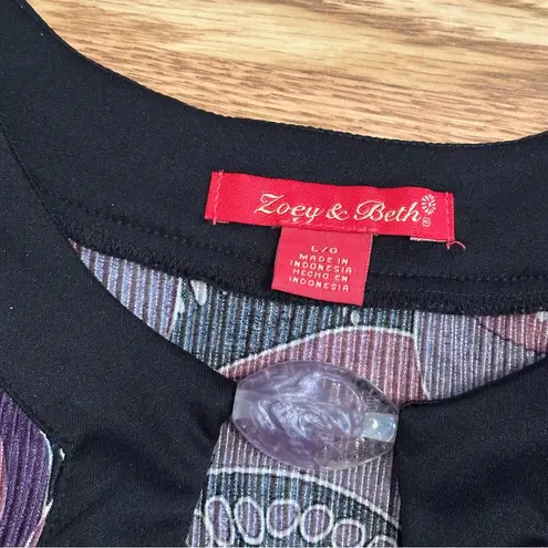 Zoey & Beth Purple Whimsygoth Gemstone Blouse Size L Black
