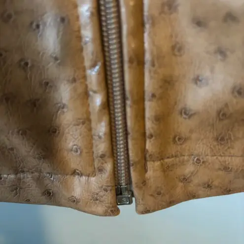 Mina.B Paris Cognac Faux Leather Zippered Jacket front zipper pockets EU40 US6 Brown Size 6