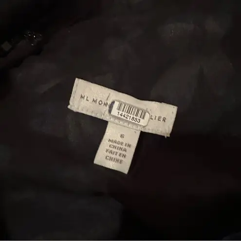 Monique Lhuillier RTR ML Melanie Black White & Blue Floral Maxi Dress Sz 6