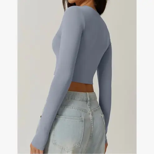 Qinsen Long sleeve Square Neck blue Workout top XS NWT Lounge Pilates Barre Gym