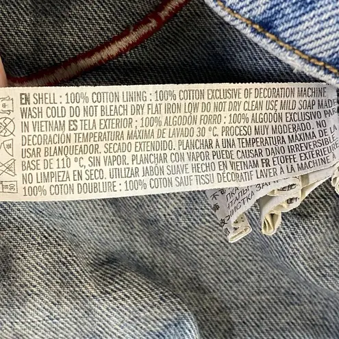 Forever 21 ROLLING STONES Denim Sleeveless VEST Womens M Patch on Back Logo Front Pocket‎ - Image 5