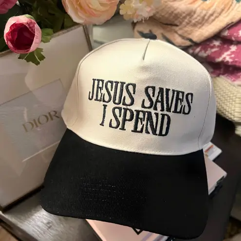NWT Jesus Saves I Spend Trucker Hat Cream/Black Black