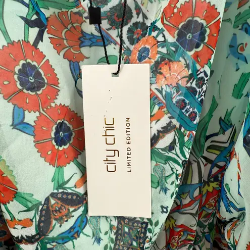 City Chic Romper Size 18 NWT Cold Shoulder Tropical Resort Summer Plus Curvy