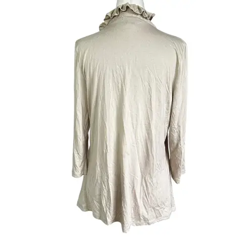 August Silk Khaki Ruffles Cardigan Women's Sweater Size Large | 42-40