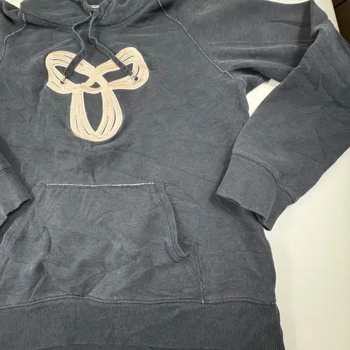 TNA Aritzia Gray Embroidered Logo Hoodie Women's XL Fleece Pullover Sweatshirt