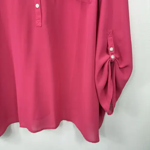 Maggie Barnes Pink Georgette Pullover Tab Sleeve Blouse Size 4X