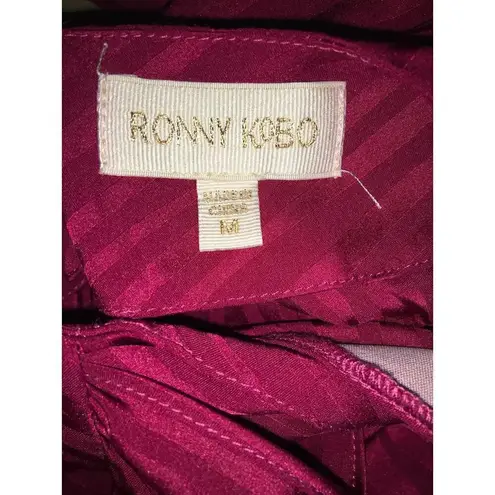 Ronny Kobo Women Size Medium Dark Red Shanaya Draped Moiré Mini Dress