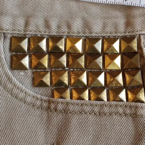 Forever 21  High Rise Studded Destroyed Cut Off Shorts 30 Khaki Gold