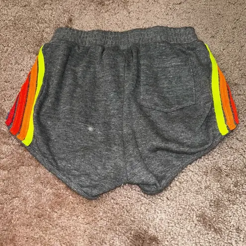 Aviator Nation  Heather Grey Neon Striped Shorts