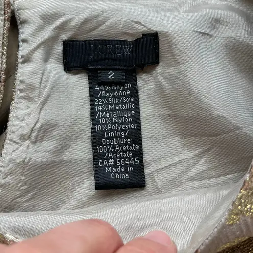 J.Crew Women's Gold Silk Blend Jacquard Printed Top Size 2