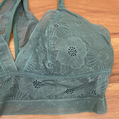 Aerie  Pop Lace Olive Sage Green Padded Bralette Size M