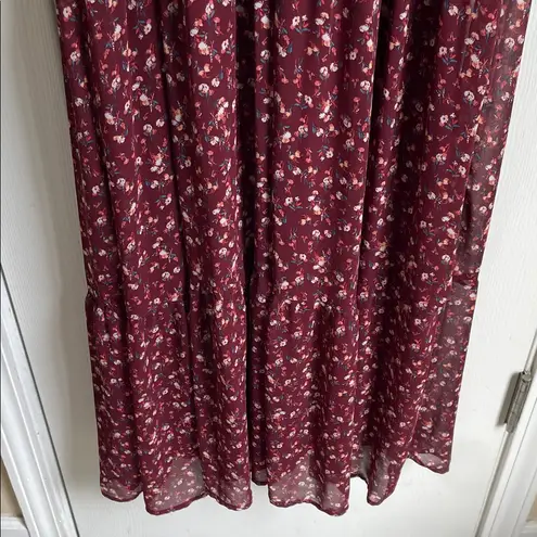 Luxology Burgundy Floral Maxi Dress