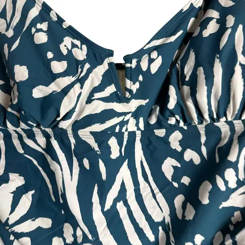 Anne cole V-Wire Blue Jungle Fever Print One Piece Swimsuit Plus Size 24W