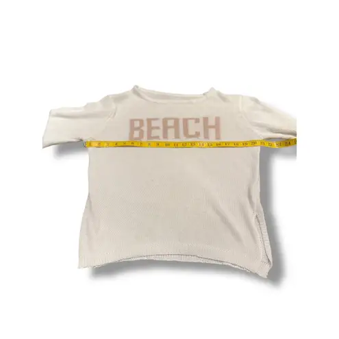 Beach Coastal Knit Sweater Cream and Pink Colorblock Pullover Lightweight S