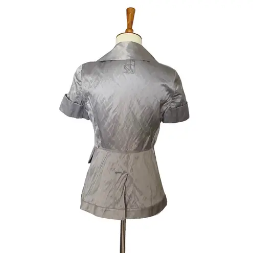Union Satin Short Sleeve Fitted Blazer Size Small Grey Gray