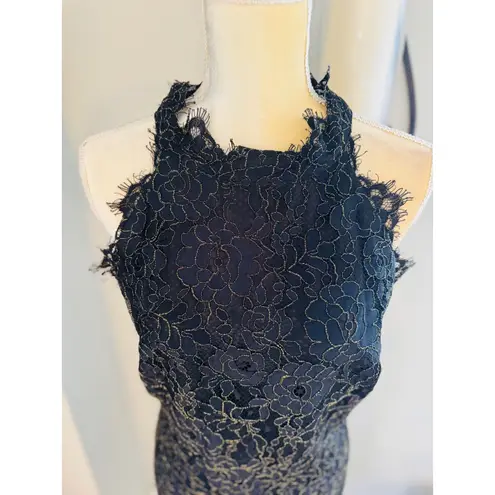 Eliza J Women's Metallic Eyelash Lace Midi-Dress, Black/Gold, Size 16, NWOT