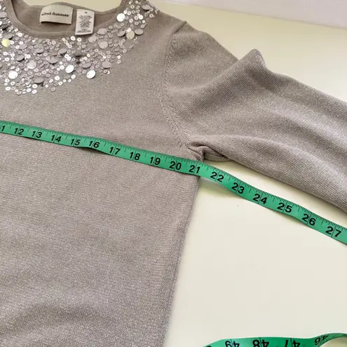 Alfred Dunner Sequin Embellished Crewneck Sweater Size M Metallic Sparkle Career