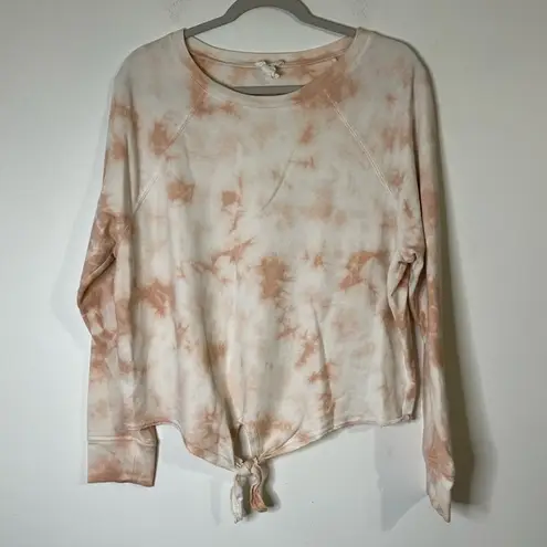 Loft  Outlet Bleach Dyed Peach White Tie Front Sweatshirt Women's M