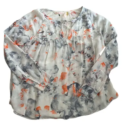 Rebecca Taylor Misty Garden Printed Blouse Size 6/Small 100% Silk Feminine
