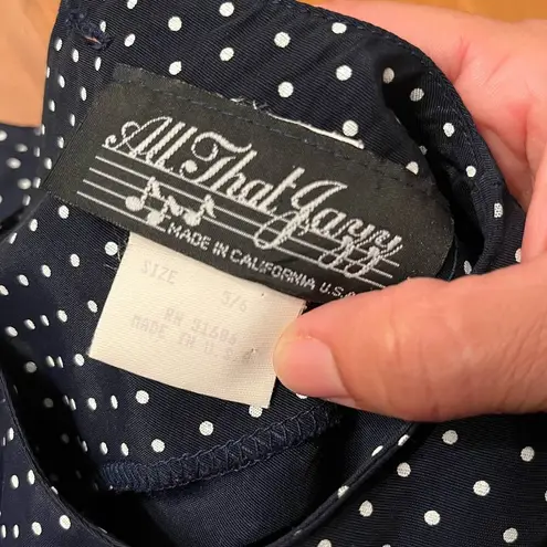 All that jazz Vintage Women's Polka Dot Plated Navy White Dress Size Small