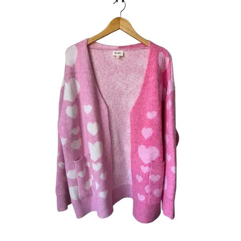 BiBi Cozy Oversized Pink Heart Cardigan