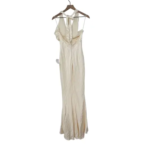 Lulus Start of Forever Ivor Satin Halter Mermaid Maxi Dress Size S White
