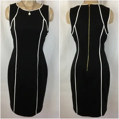Boston Proper Black & White Contrasting Stitch Sleeveless Dress 8