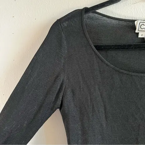 Carlisle Top Black Long Sleeve Scoop Blouse Sz P EUC Vintage XS/S Vintage