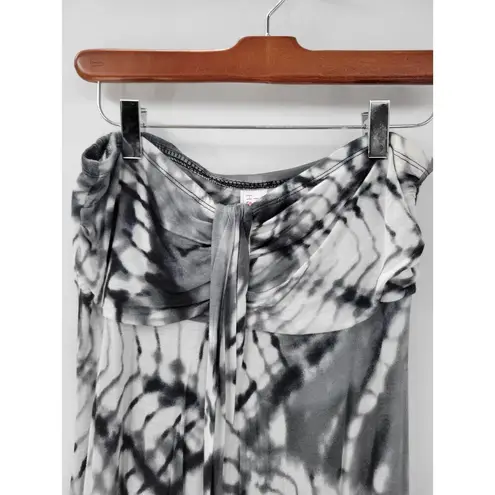 Hula Honey Womens Dress Medium Gray White Tie Dye Strapless Maxi Summer Beach