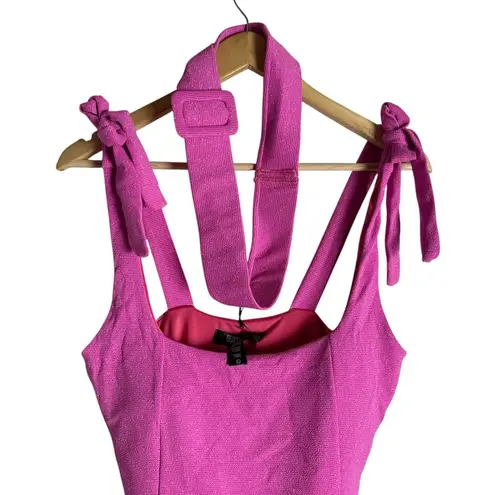 Beach Riot Sydney Pink Belted Tie Shoulder Square Neck One Piece Swimsuit Sz XL