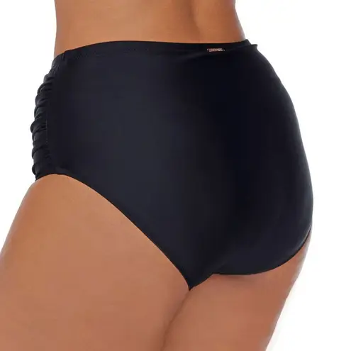Raisin's Curve Costa Ruched Black Plus Size Tummy-Control Bikini Bottom 24W NWT