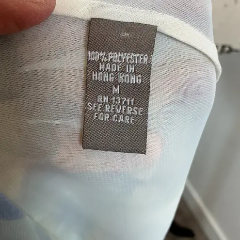 Valerie Stevens Vtg Y2K Floral Postcard Print Sleeveless Dress Ivory Blue Sz M