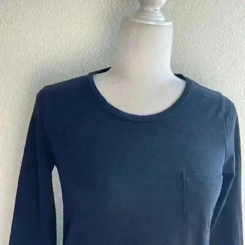 J.Crew  Mercantile Black Long‎ Sleeve Tie Front Crew Neck T Shirt XS Cotton