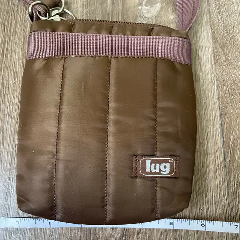 Lug Travel Brown Mini Puffer Crossbody Pouch Zipper Bag ~ FLAWED Clasp