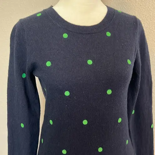 JCrew Factory Cotton/Merino Slim Fit Sweater Embroidered Dots Size Small Blue