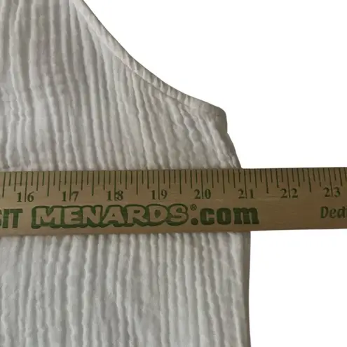 Michael Stars White Crinkle Gauze Cotton Lace Up V Neck Sleeveless Tank Top M