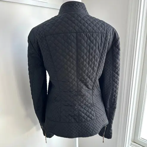 Beulah Black Moto Style Quilted Zip Up Lightweight Jacket Women's Small
