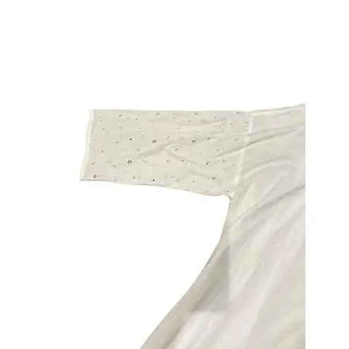 Hanro White Nightshirt Medium Eyelet 3/4 Sleeves Cotton Nightgown Womens NWT