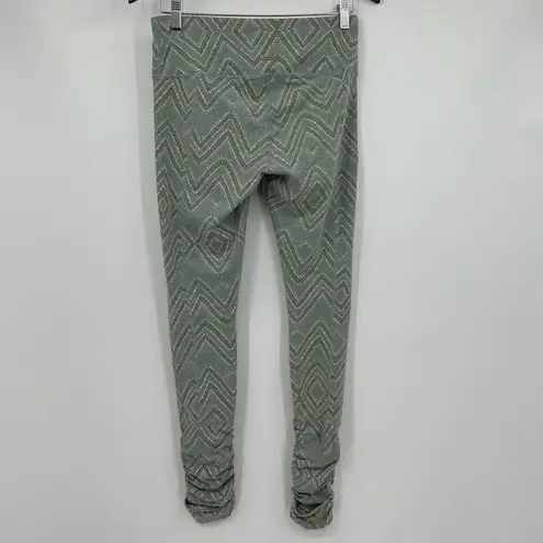 prAna Serafina Ruched Optional Footed Legging Agave Sizzle Green size medium