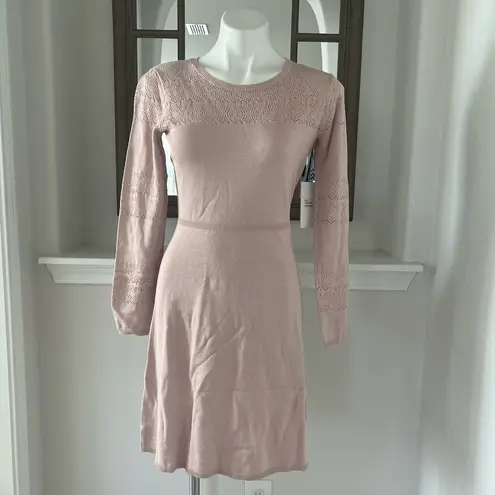 Julia Jordan Fit & Flare Knit Sweater Dress Long Sleeve Blush Size M, New w/Tag
