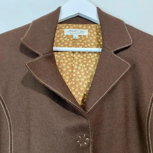margaret o'leary Women's Vintage Button Blazer Jacket Brown Size Large EUC FLAW